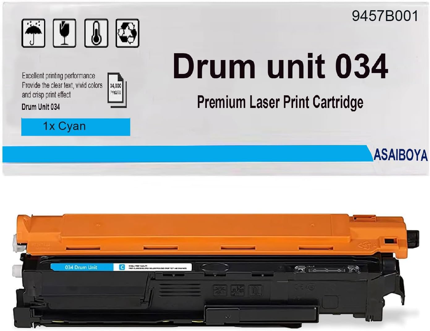 034 Drum Unit Black 9458B001 Remanufactured CRG-034 Drum Cartridge Replacement for Color imageCLASS MF810Cdn MF810 MF820Cdn MF820 C1225 Printers (1 Pack)