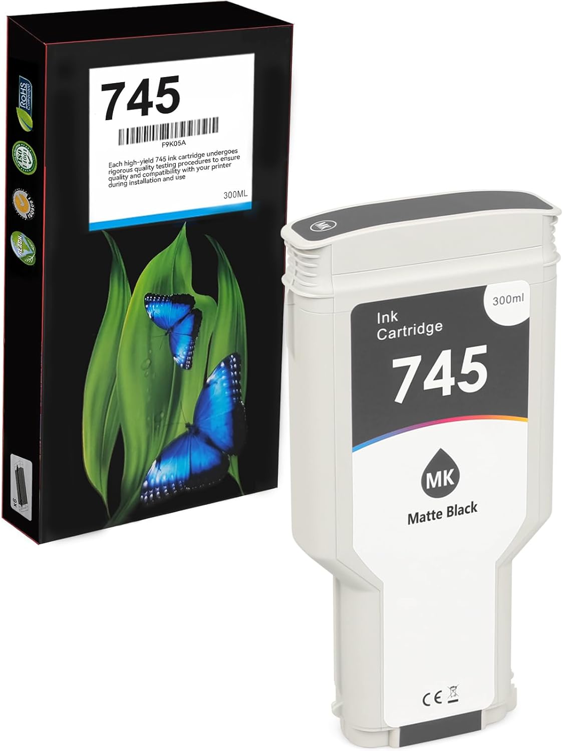 745 (F9K05A) Ink Cartridge Matte Black Remanufactured 745XL 300-ml Ink Replacement for DesignJet HD Pro MFP Z2600 Z5600 Postscript Printers Ink Cartridge