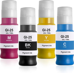 XXL GI-25 Ink Bottle BCMY (70ML) GI 25 GI25 Pigment Refill Ink Bottle Replacement for MAXIFY GX2020 GX1020 Inkjet Printers (Black Magenta Cyan Yellow)