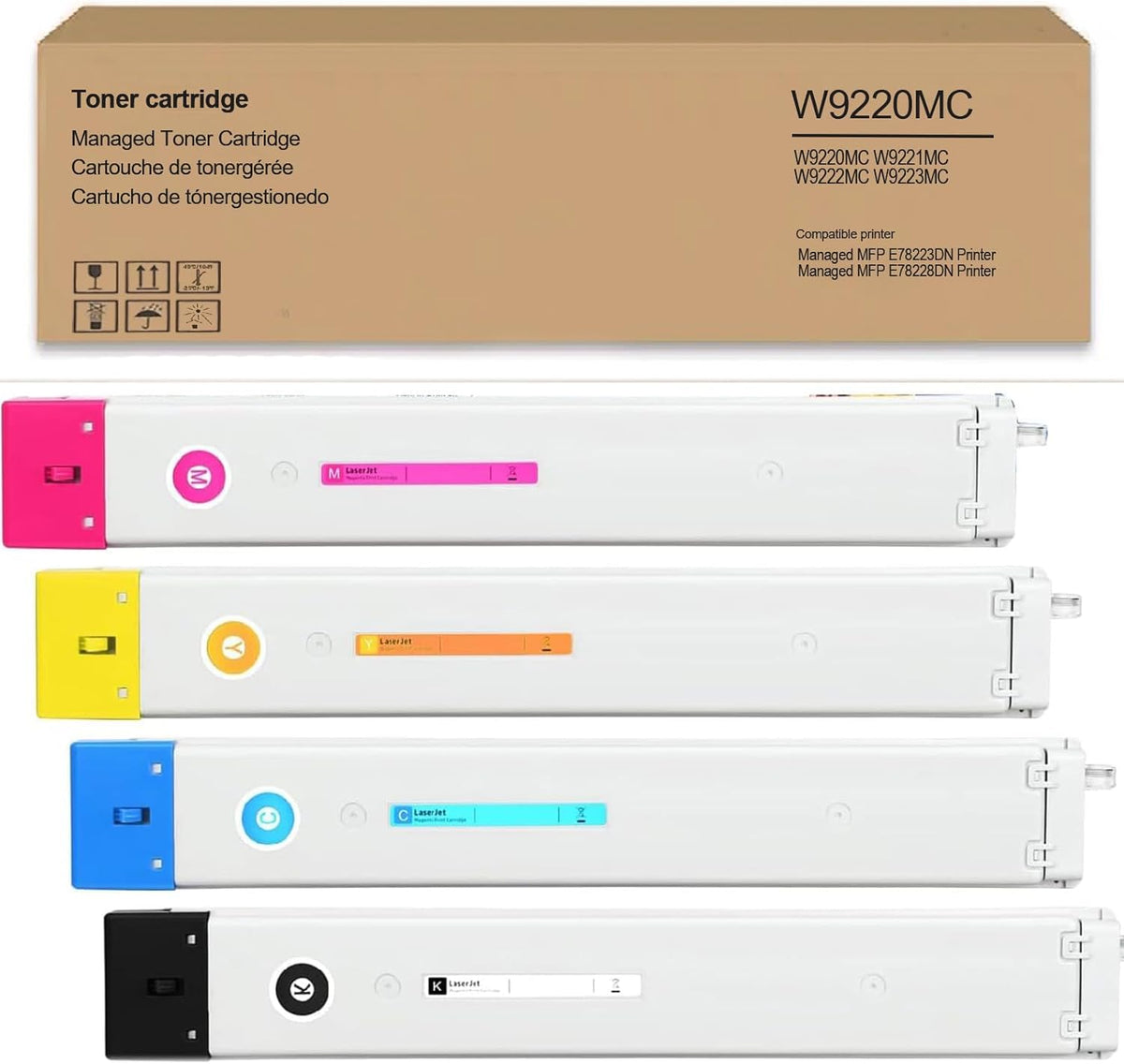 W9220MC W9221MC W9222MC W9223MC Toner Cartridge Remanufactured Compatible for Color Managed MFP E78223DN E78228DN Printer (Black Cyan Yellow Magenta,4 Pack)