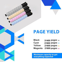 Versalink C9000 Extra High-Yield Toner Cartridge Replacement for Xerox 106R04074 106R04075 106R04076 106R04077 for Xerox Versalink C9000 Printer (Black Cyan Magenta Yellow)