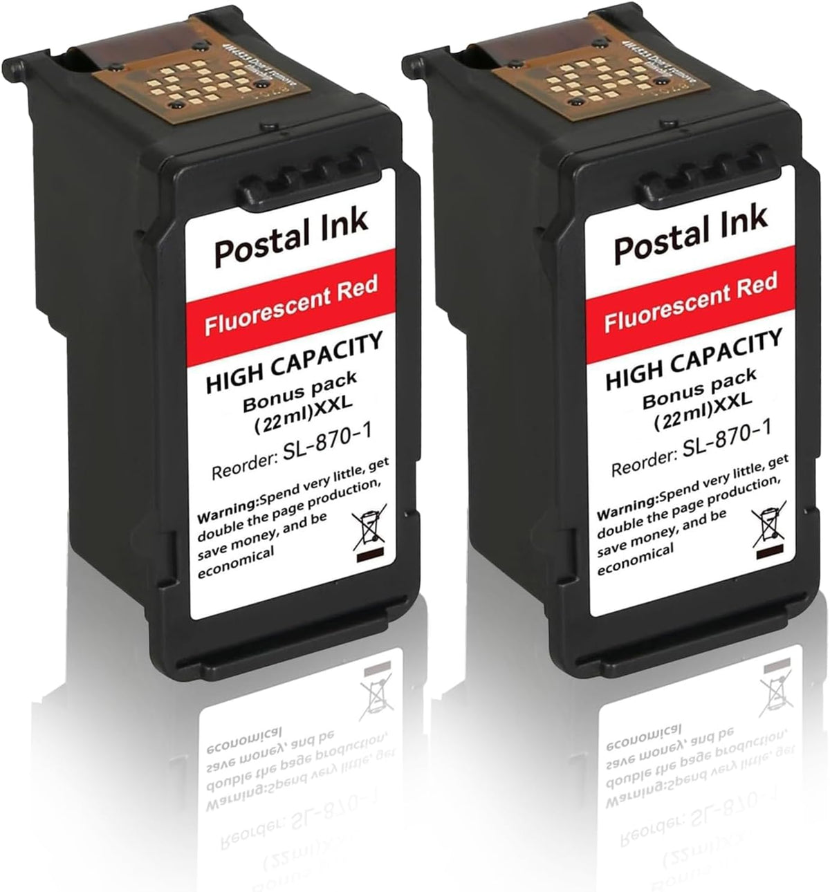 XXL SL-870-1 Fluorescent Postage Red Ink Cartridge High Capacity SL8701 Ink for PB New SendPro Mailstation Postage Meter (CSD1) - (18ML)