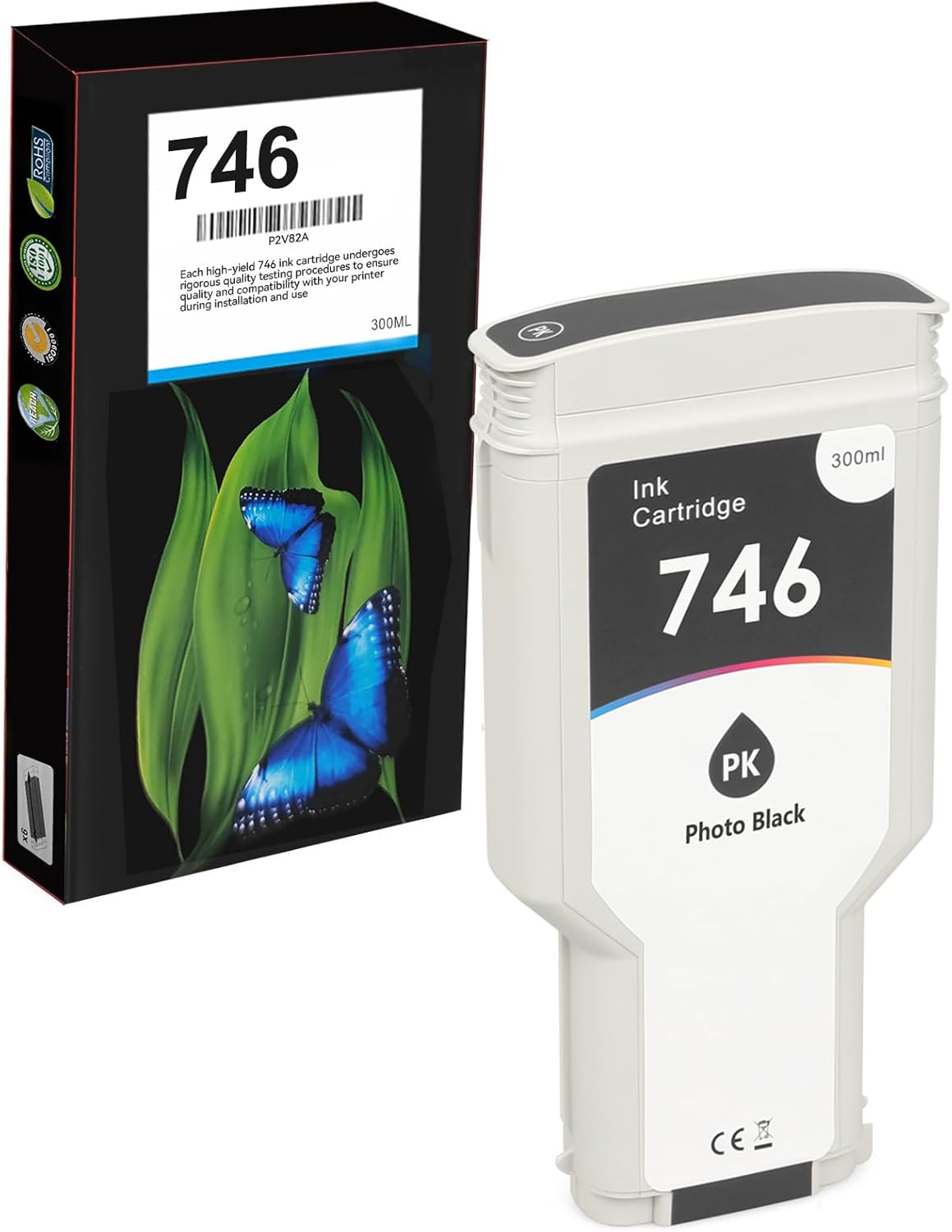 746 Photo Black Ink Cartridge 300ml (P2V82A) Remanufactured 746XL Replacement for 746 DesignJet Z6 Z9+ Large Format Plotter Printer Cartridge Ink (1 Pack)
