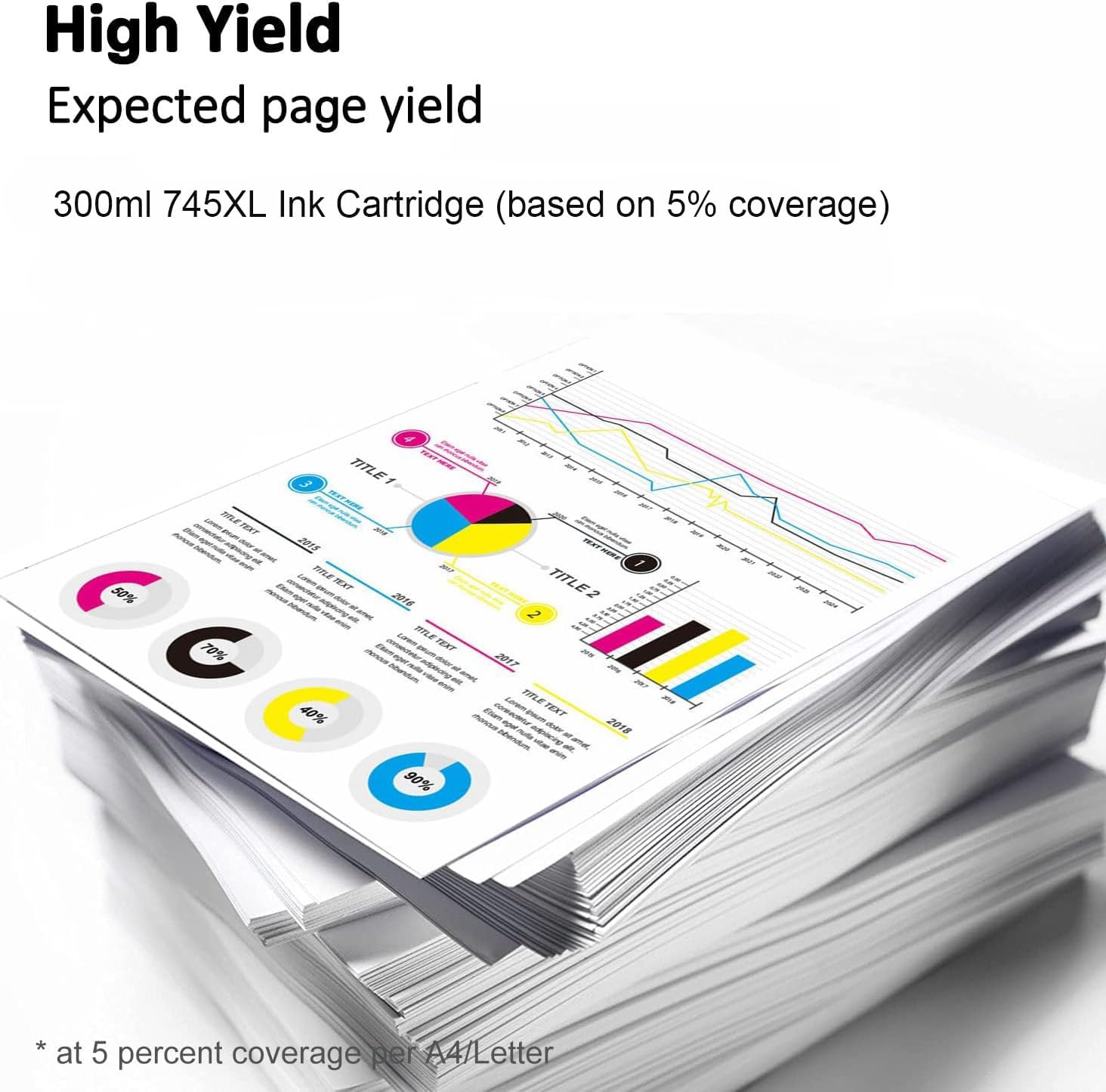 745 (F9K02A) Ink Cartridge Yellow Remanufactured 745XL 300ml Ink Replacement for DesignJet HD Pro MFP Z2600 Z5600 Postscript Printers Ink Cartridge (1Pack)