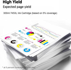 745 (F9K02A) Ink Cartridge Yellow Remanufactured 745XL 300ml Ink Replacement for DesignJet HD Pro MFP Z2600 Z5600 Postscript Printers Ink Cartridge (1Pack)
