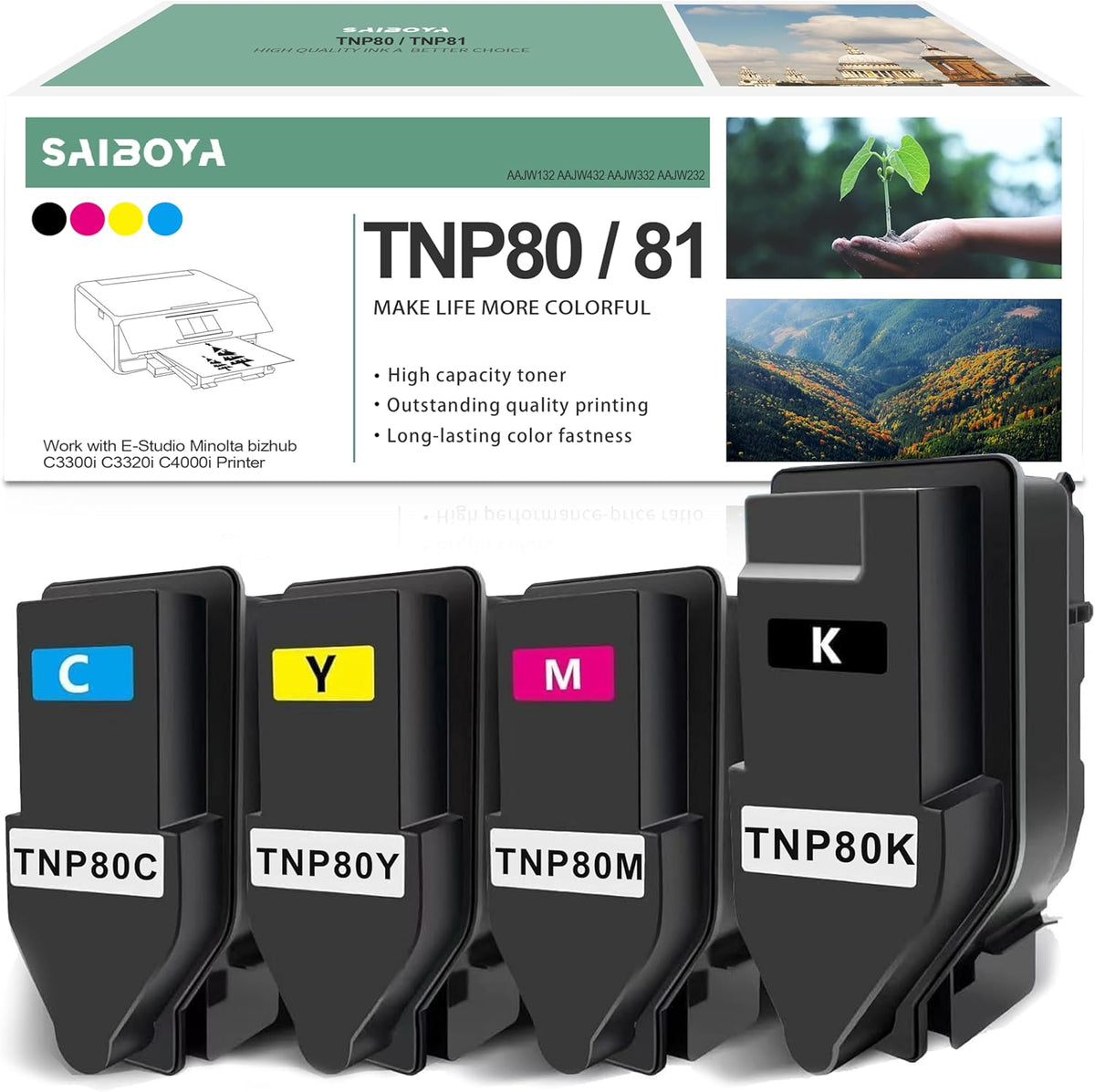 TNP80 TNP81 Toner Cartridge Remanufactured Extra High-Yield Replacement for Konica Minolta bizhub C3300i C3320i C4000i Printer（Black Magenta Yellow Cyan）
